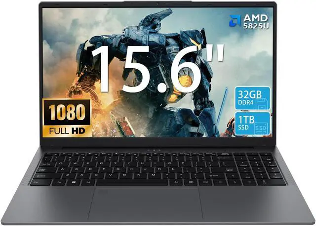 Main image of KurieTim Gaming Laptop AMD Ryzen 7 5825U(2.0-4.5GHz), 15.6" FHD Display, 32GB DDR4 RAM 1TB NVMe SSD Laptop Computer with Backlit KB, Fingerprint Unlock, Webcam Switch