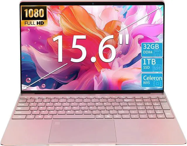 Alt view image 2 of 7 - KurieTim Laptop Computer | 32GB RAM 1TB SSD|15.6" FHD Screen | Intel N95 CPU | Windows 11 Pro Computers | Webcam | Backlight Keyboard | Fingerprint Reader | Mini HDMI | Wi-Fi | USB3.0x2