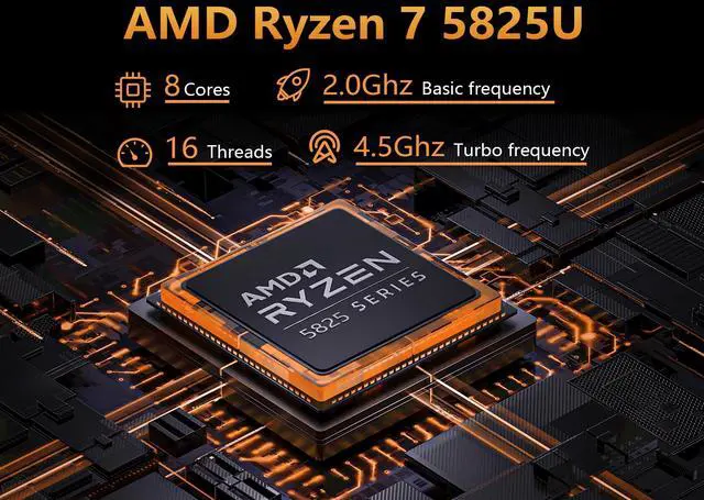 Alt view image 2 of 7 - KurieTim Gaming Laptop AMD Ryzen 7 5825U(2.0-4.5GHz), 15.6" FHD Display, 16GB DDR4 RAM 512GB SSD Laptop Computer with Backlit KB, Fingerprint Unlock, Webcam Switch