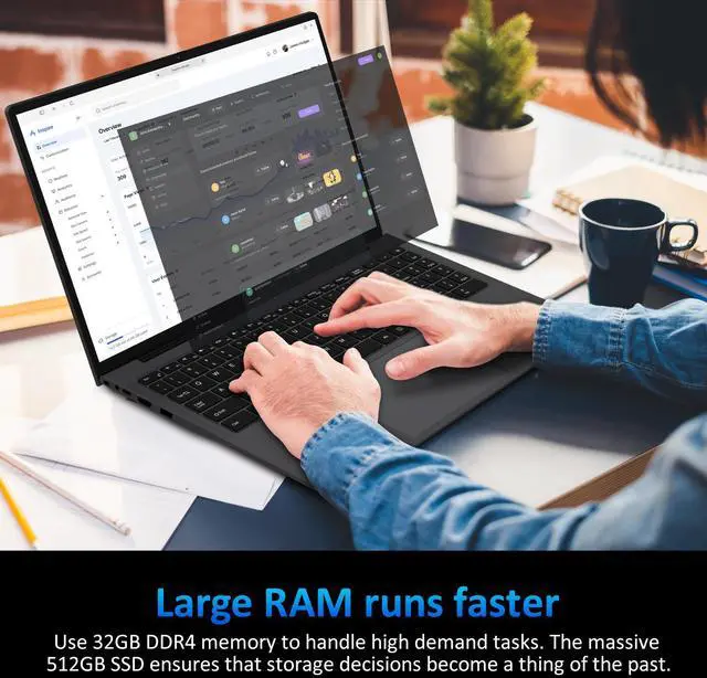 Alt view image 5 of 6 - KurieTim Business and Student Laptop, 16" IPS 1920*1200 Display Screen, AMD Ryzen 3250U(2C/4T, Up to 3.5GHz) , 16GB RAM, 1TB SSD, Windows 11 Pro Laptop Computer, Fingerprint Unlock, Backlit Keyboard