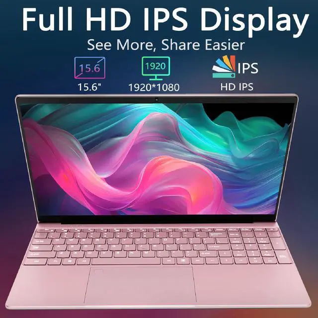 Alt view image 2 of 7 - KurieTim 15.6" Laptop, Windows 11 Laptop Computer, 32GB RAM 512GB SSD, FHD 1920x1080, Quad-Core N95 Processor(Up to 3.4GHz), Backlit Keyboard, Fingerprint Reader Unlock, Webcam, USB3.0x2