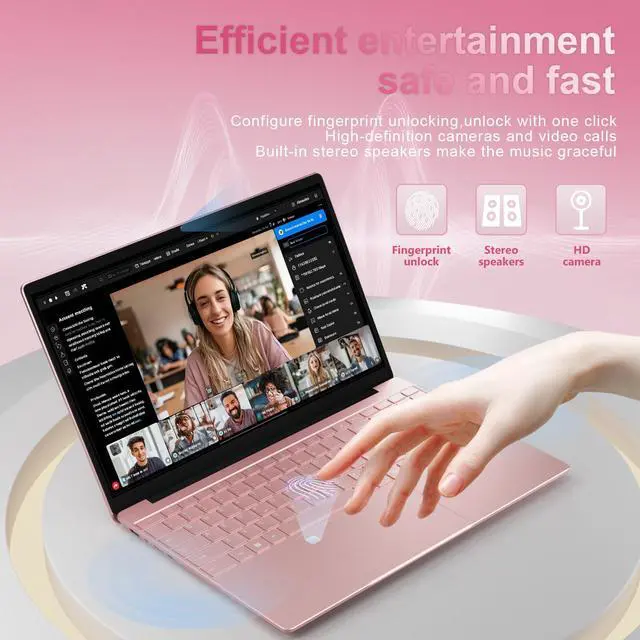 Alt view image 5 of 7 - KurieTim 15.6" Laptop, Windows 11 Laptop Computer,16GB DDR4 512GB SSD, Quad-Core N95 Processor(Up to 3.4GHz), 180°Open Angle, Support WiFi, USB3.0x2, Rose Gold