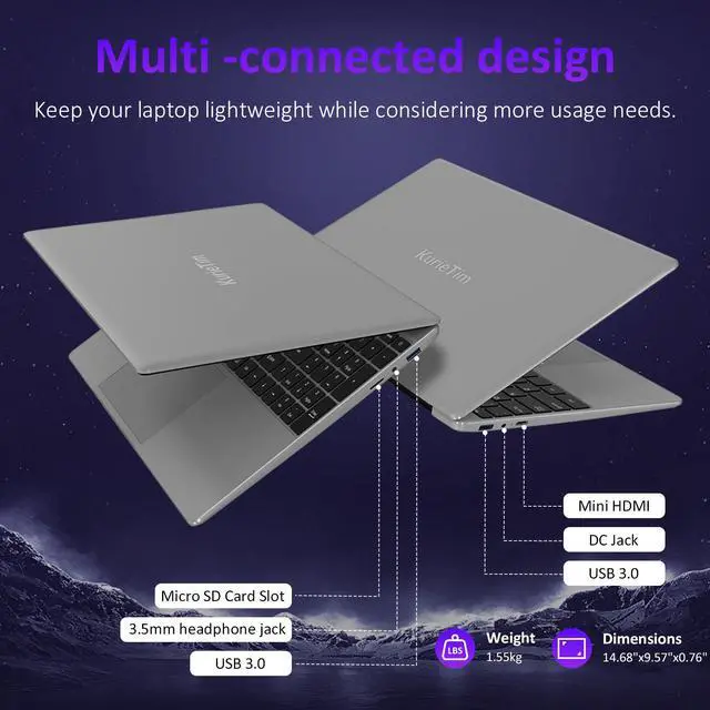 Alt view image 4 of 7 - KurieTim Laptop Computer, 32GB DDR4 RAM, 1TB SSD, Intel N95 CPU(up to 3.4 GHz), Windows 11 Pro Business Laptops, 15.6" FHD IPS 1920 x 1080 Screen, Mini HDMI, USB3.0x2