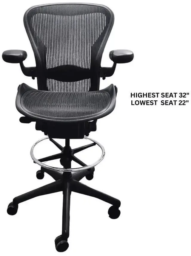 Main image of Herman Miller Aeron Size B Fully Loaded - Drafting Stool and Lifetime Warranty
