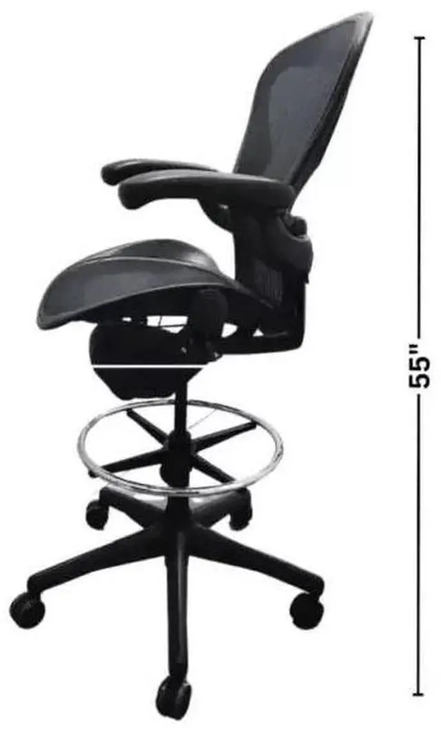 Alt view image 2 of 7 - Herman Miller Aeron Size B Fully Loaded - Drafting Stool and Lifetime Warranty