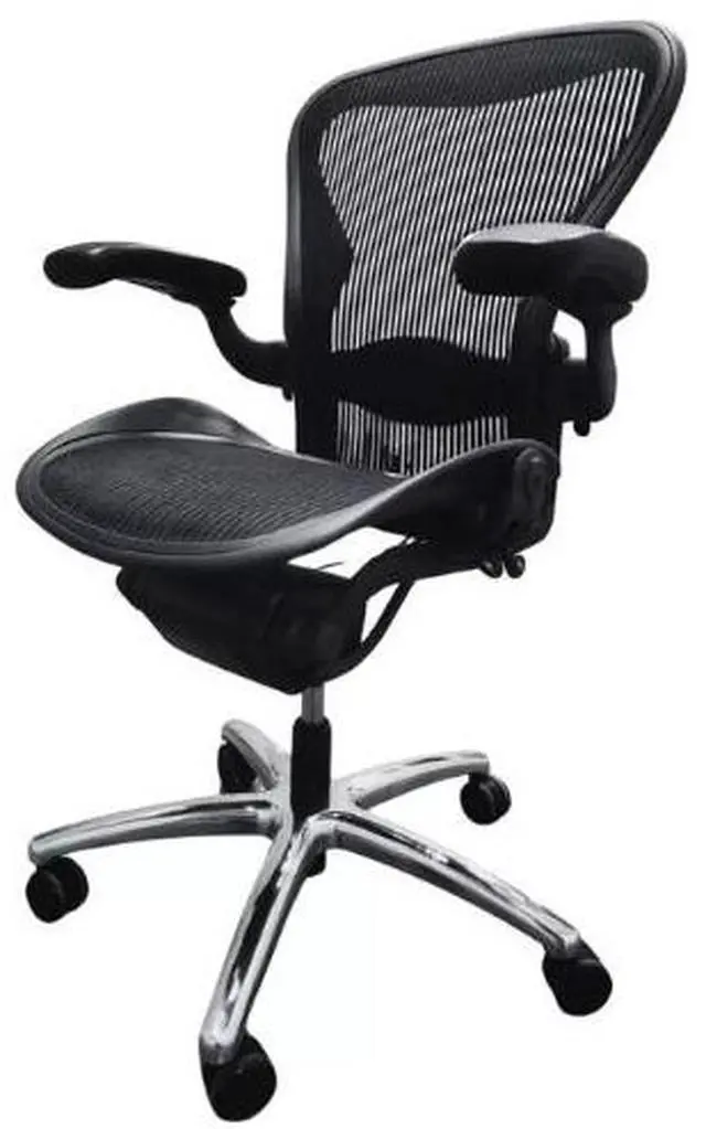 Alt view image 2 of 7 - Herman Miller Aeron Size B in Polished Aluminum Base with Lifetime Warranty
