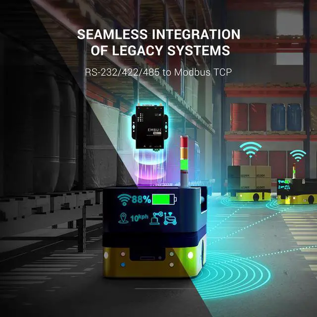 Alt view image 2 of 7 - NEXCOM NIO51 Industrial IoT Device | Modbus RTU to TCP with 2 KV Isolation Protection | AMR Controller | AGV Controller | Warehouse System | 20MB Buffer Data Protection | Wide-Temp -40~70