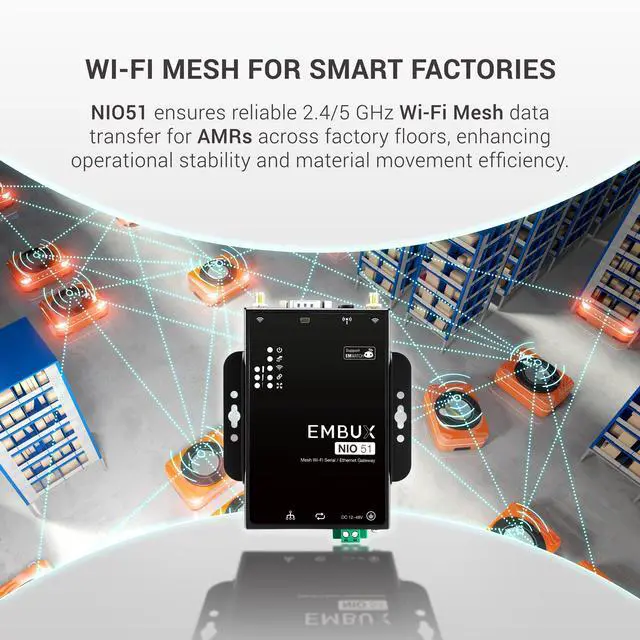 Alt view image 3 of 7 - NEXCOM NIO51 Industrial IoT Device | Modbus RTU to TCP with 2 KV Isolation Protection | AMR Controller | AGV Controller | Warehouse System | 20MB Buffer Data Protection | Wide-Temp -40~70