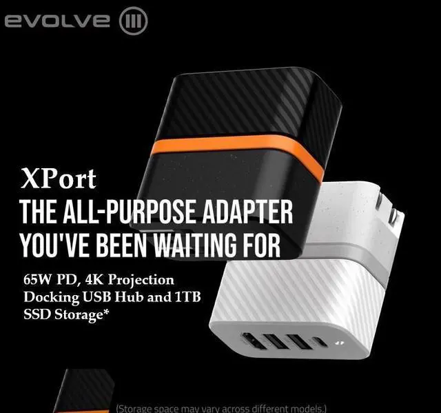 Main image of Evolve III XPort 65W 512GB 3-in-1 Portable Charging, Storage & Cable Hub - Adapters and Changers for Computer Hardware