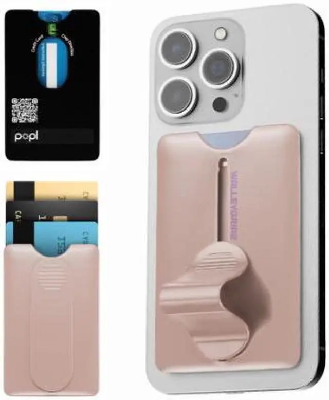Main image of WalleyGrip 2.0 All-In-One Magnetic Phone Wallet, Comfortable Finger Loop Grip & Kickstand Detachable MagSafe RFID Card Holder Mount | Holds 3 Cards | Safe Hands-Free Payments Pink Nude