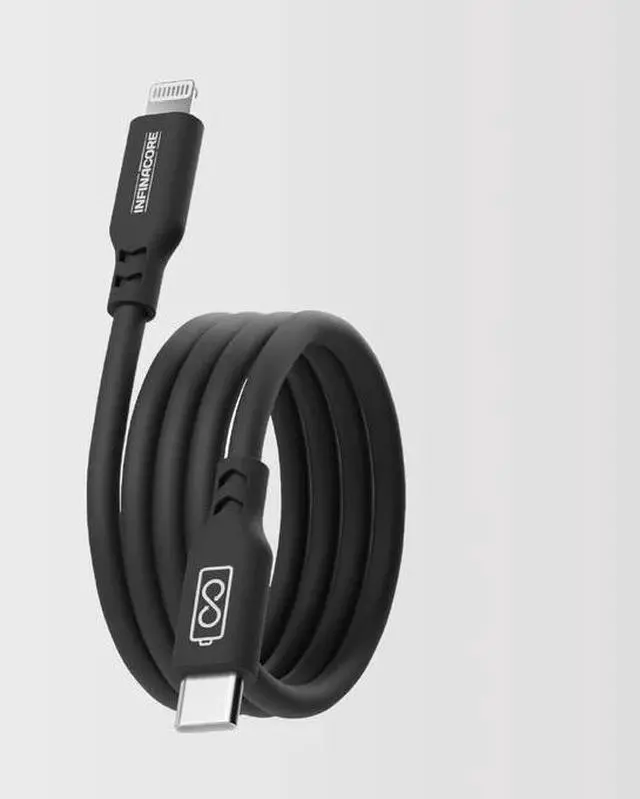 Main image of InfinaCore: Silicone Lightning Charging Cable 60W for iPhone, iPad Black
