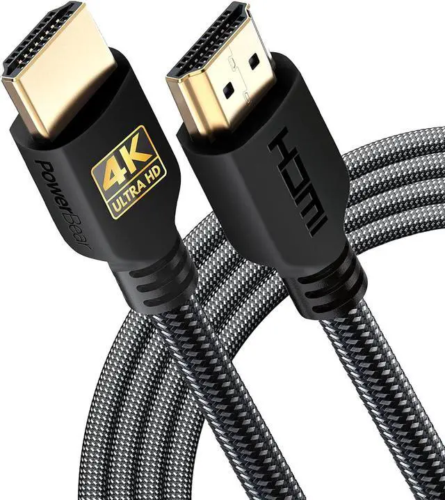 Main image of PowerBear 4K HDMI Cable | High Speed Hdmi Cables, Braided Nylon & Gold Connectors, 4K @ 60Hz, Ultra HD, 2K, 2 packs 20"