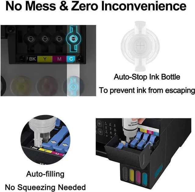 Alt view image 5 of 7 - Printers Jack Compatible Epson T522 Refill Ink Bottle Kit for Epson SuperTank ET-2800 ET-4700 ET-4800 ET-2710 ET-2720, ET-2803 Printer, 4 Packs