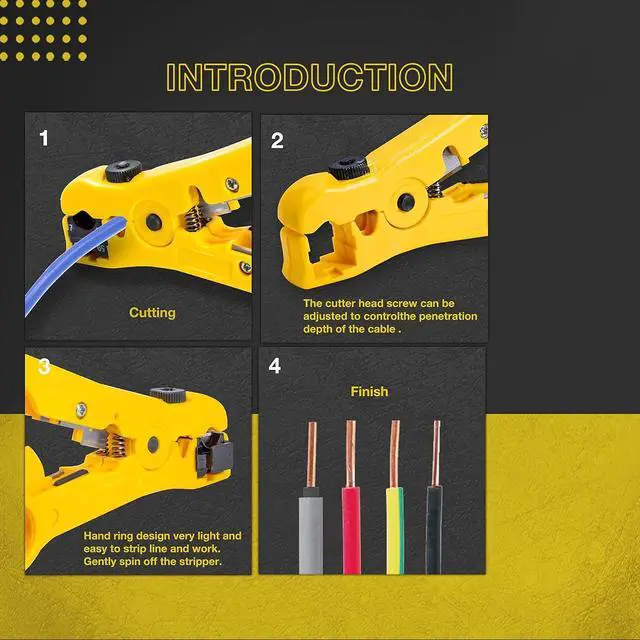 Alt view image 6 of 7 - KOTTO Coax Cable Crimper Kit, Compression Tool Coax Adjustable RG6 RG59 RG11 75-5 75-7 Coaxial Cable Stripper with 20 PCS F Compression Connectors