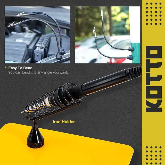 Alt view image 3 of 7 - KOTTO Third Hand Soldering Tool PCB Holder Four Magnetic Based With Iron Holder, Flexible Metal Arms Helping Hands Crafts Jewelry Hobby Workshop Helping Station Non-Slip Steel Weighted Base