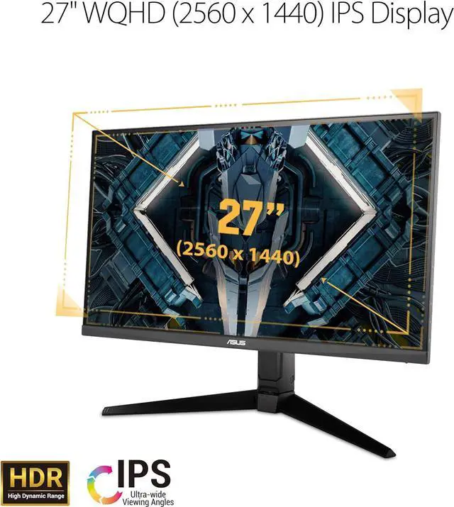 Alt view image 4 of 7 - ASUS TUF Gaming 27" 1440P Monitor (VG27AQL1A) - QHD (2560 x 1440), IPS, 170Hz (Supports 144Hz), 1ms, Extreme Low Motion Blur, DisplayHDR, Speaker, G-SYNC Compatible, VESA Mountable, DisplayPort, HDMI