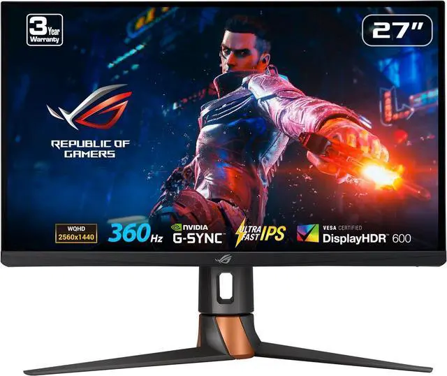 Main image of ASUS PG27AQN 27" WQHD 1440P IPS 360Hz ROG Swift HDR 1ms, G-SYNC, NVIDIA Reflex Latency Analyzer, Height Adjustable, DisplayPort, USB Gaming Monitor