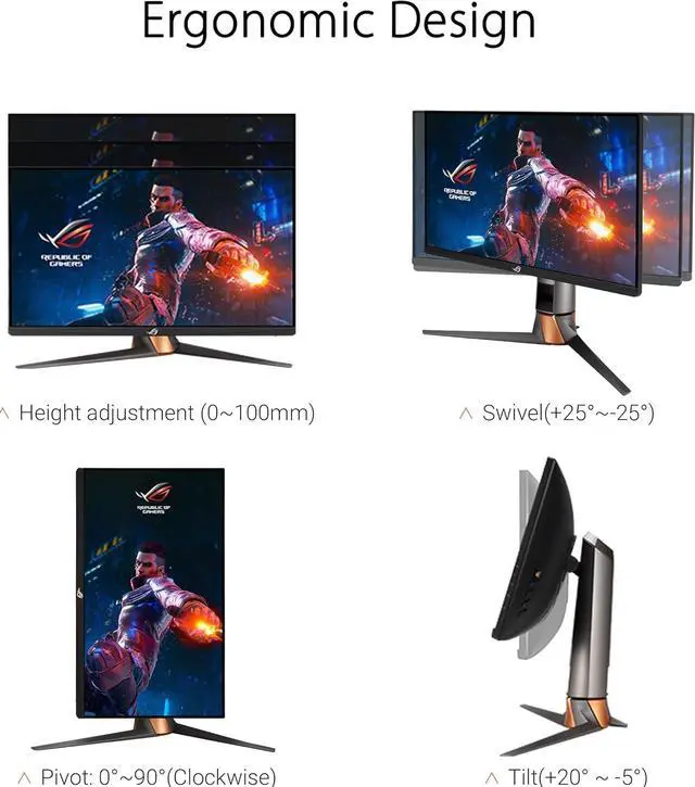 Alt view image 5 of 6 - ASUS PG27AQN 27" WQHD 1440P IPS 360Hz ROG Swift HDR 1ms, G-SYNC, NVIDIA Reflex Latency Analyzer, Height Adjustable, DisplayPort, USB Gaming Monitor