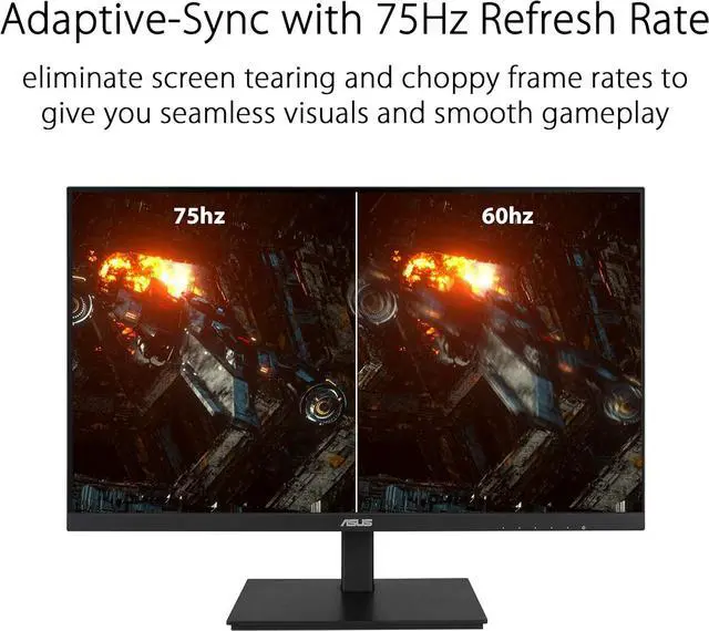 Alt view image 5 of 7 - ASUS VA27DQSB 27" Monitor, 1080P Full HD, 75Hz, IPS, Adaptive-Sync, Eye Care, HDMI DisplayPort VGA USB Hub, Frameless, Ergonomic Design, VESA Wall Mountable, Height Adjustable