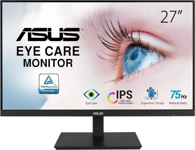 Main image of ASUS VA27DQSB 27" Monitor, 1080P Full HD, 75Hz, IPS, Adaptive-Sync, Eye Care, HDMI DisplayPort VGA USB Hub, Frameless, Ergonomic Design, VESA Wall Mountable, Height Adjustable