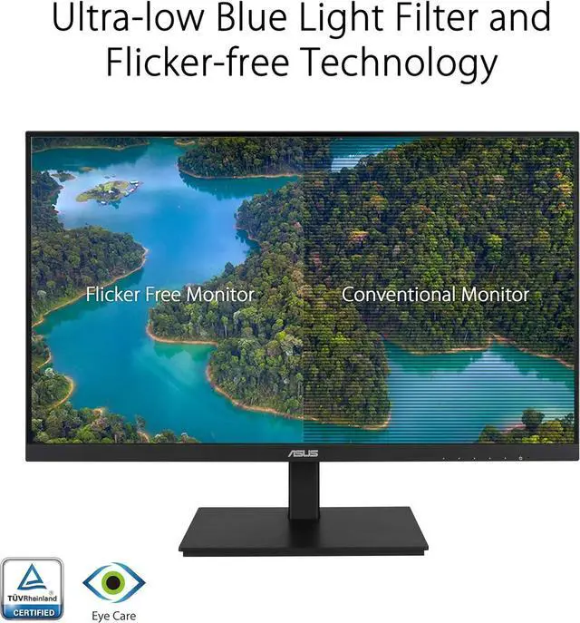 Alt view image 4 of 7 - ASUS VA27DQSB 27" Monitor, 1080P Full HD, 75Hz, IPS, Adaptive-Sync, Eye Care, HDMI DisplayPort VGA USB Hub, Frameless, Ergonomic Design, VESA Wall Mountable, Height Adjustable