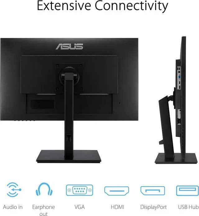Alt view image 6 of 7 - ASUS VA27DQSB 27" Monitor, 1080P Full HD, 75Hz, IPS, Adaptive-Sync, Eye Care, HDMI DisplayPort VGA USB Hub, Frameless, Ergonomic Design, VESA Wall Mountable, Height Adjustable