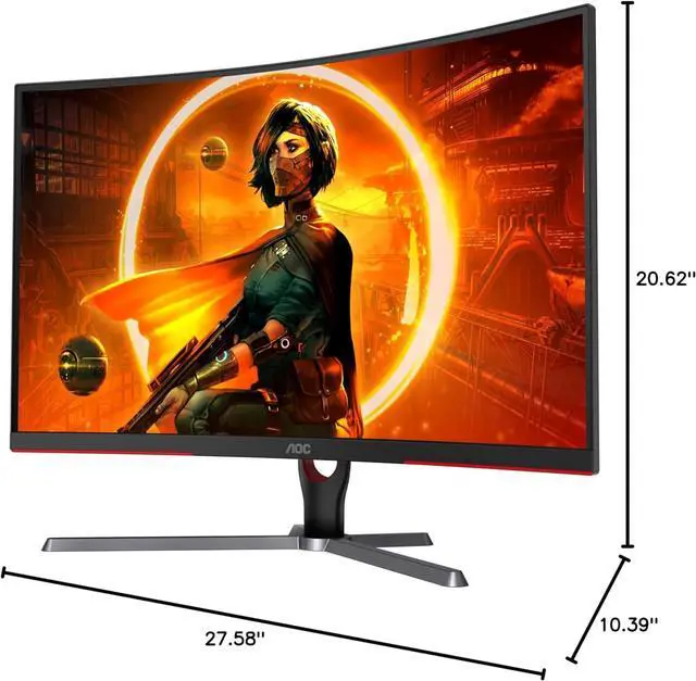 Alt view image 4 of 5 - AOC CQ32G3SE 32" Curved Gaming Monitor 2K QHD 2560x1440, 1000R, 165Hz 1ms, AMD FreeSync Premium