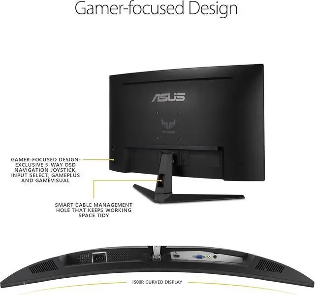 Alt view image 6 of 6 - ASUS TUF Gaming VG328H1B 32" (31.5" Viewable) Full HD 1920 x 1080 165Hz (OC) 1ms (MPRT) HDMI 2.0 Extreme Low Motion Blur Flicker-Free AMD FreeSync Built-in Speakers Backlit LED Curved Gaming Monitor