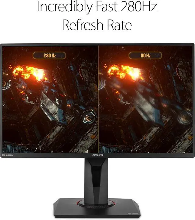 Alt view image 2 of 7 - ASUS TUF GAMING VG259QM 25'' (Actual size 24.5") Full HD 1920 x 1080 1ms 280Hz (OC) 2xHDMI DisplayPort G-SYNC Compatible Built-in Speakers HDR 400 Backlit LED IPS Gaming Monitor
