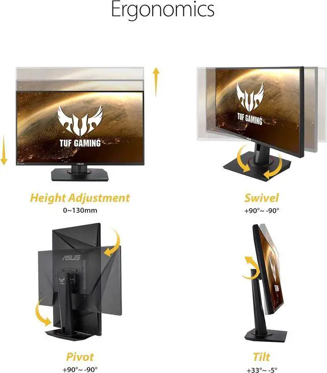 Alt view image 7 of 7 - ASUS TUF GAMING VG259QM 25'' (Actual size 24.5") Full HD 1920 x 1080 1ms 280Hz (OC) 2xHDMI DisplayPort G-SYNC Compatible Built-in Speakers HDR 400 Backlit LED IPS Gaming Monitor