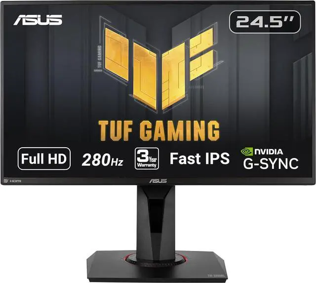 Main image of ASUS TUF GAMING VG259QM 25'' (Actual size 24.5") Full HD 1920 x 1080 1ms 280Hz (OC) 2xHDMI DisplayPort G-SYNC Compatible Built-in Speakers HDR 400 Backlit LED IPS Gaming Monitor
