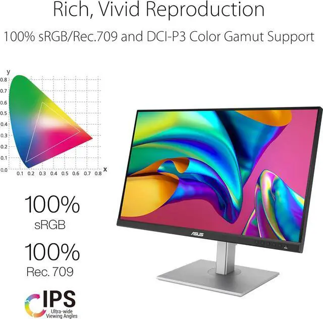 Alt view image 2 of 7 - ASUS ProArt Display 27" 1440P Monitor (PA278CV) - QHD (2560 x 1440), IPS, 100% sRGB/Rec. 709, Delta E < 2, Calman Verified, USB Hub, USB-C, DisplayPort Daisy-Chaining, HDMI, Eye Care, Height Adjustabl