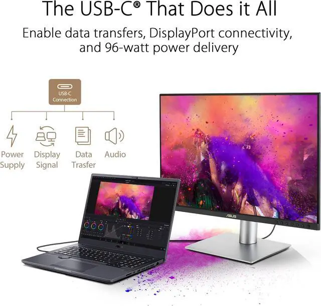 Alt view image 2 of 7 - ASUS ProArt Display 24" (24.1" viewable) 16:10 HDR Professional Monitor (PA248CRV) - IPS, (1920 x 1200), 97% DCI-P3, Delta E < 2, Calman Verified, USB-C PD 96W, DisplayPort, Daisy-Chain