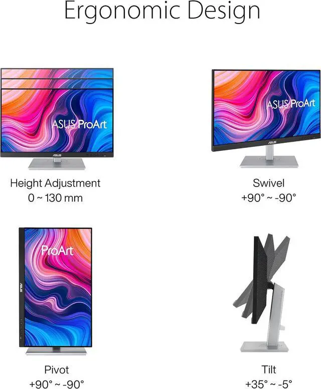 Alt view image 2 of 6 - ASUS ProArt PA247CV 24" (23.8" Viewable) 75Hz 1080P FHD IPS USB Hub USB-C HDMI DisplayPort with Daisy-chaining, Calman Verified, Height Adjustable, Pivot, Swivel, Tilt Monitor with Built-in Speakers