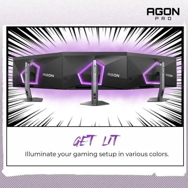 Alt view image 3 of 5 - AOC Agon PRO AG276QZD 27" OLED Tournament Gaming Monitor 2560x1440, 240Hz 0.03ms, G-SYNC, PS5 Xbox Switch Compatible, Glossy, Black