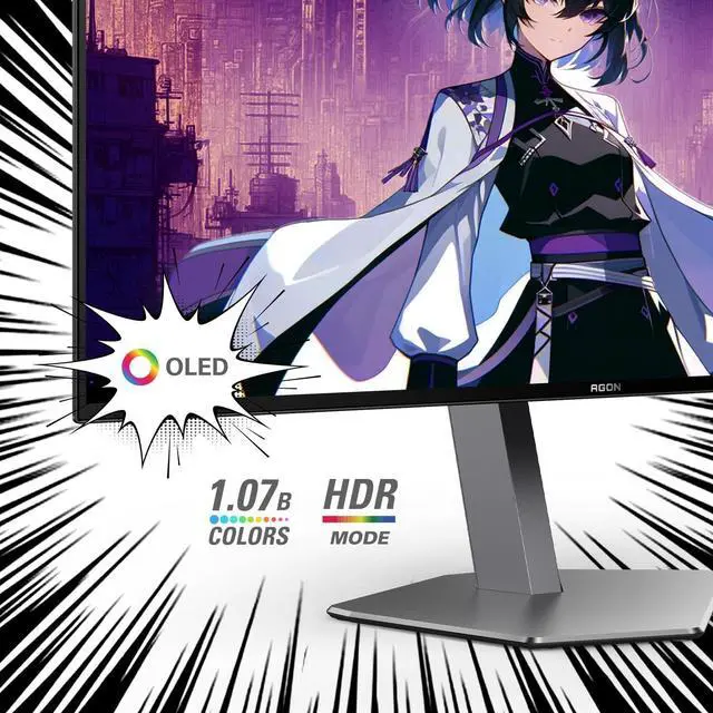 Alt view image 4 of 5 - AOC Agon PRO AG276QZD 27" OLED Tournament Gaming Monitor 2560x1440, 240Hz 0.03ms, G-SYNC, PS5 Xbox Switch Compatible, Glossy, Black