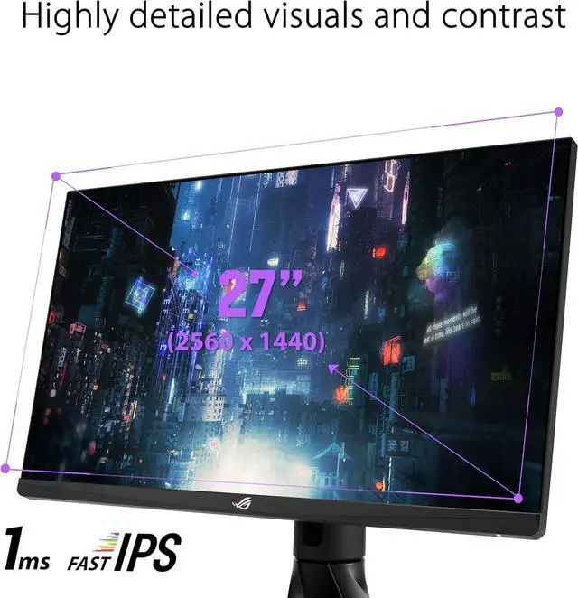Alt view image 4 of 6 - ASUS ROG Strix XG27AQ 27 Gaming Monitor, 1440P WQHD (2560 x 1440), Fast IPS, 170Hz, 1ms, G-SYNC, Extreme Low Motion Blur Sync, Eye Care, HDMI DisplayPort USB 3.0 Hub, HDR 400
