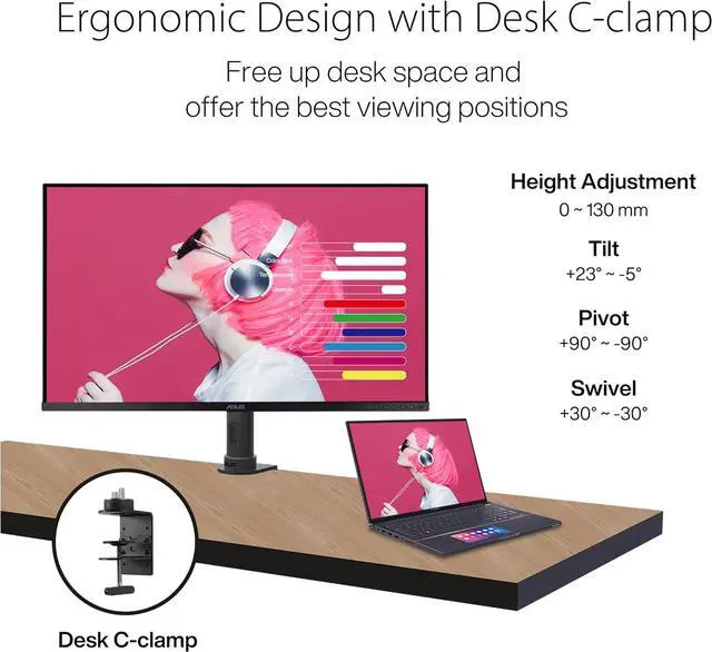 Alt view image 3 of 5 - ASUS ProArt Display 32" 1440P Monitor (PA328CGV) - QHD (2560 x 1440), IPS, 165Hz, 95% DCI-P3, 100% sRGB/Rec.709, Delta E < 2, Calman Verified, USB-C Power Delivery, DisplayPort, HDMI, USB 3.1 Hub