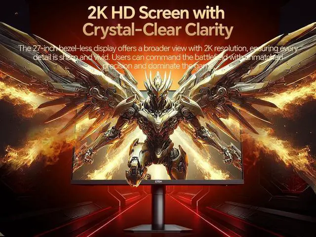 Alt view image 3 of 7 - GTek 320Hz Gaming Monitor, 27 Inch Frameless Display 2K QHD 2560X1440P Fast IPS Computer Monitor, 1ms MPRT, FreeSync, 95% DCI-P3, HDR 400,DisplayPort/HDMI, Height Adjustable