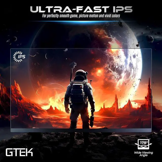 Alt view image 2 of 7 - GTek 240Hz 2K Gaming Monitor, 27 Inch Display Full WQHD 2560 x 1440P, Extreme Low Motion Blur, Fast IPS 1ms MPRT, DisplayPort/HDMI, VESA - Q2740P