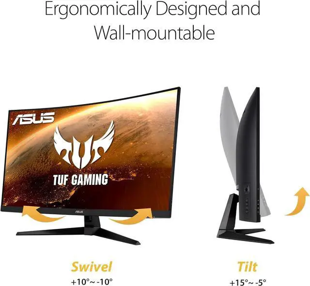 Alt view image 6 of 6 - ASUS TUF Curved Gaming Monitor 32" 165Hz QHD HDR Curved Monitor - 2560 x 1440, 1ms, Extreme Low Motion Blur, Speaker, FreeSync Premium, VESA Mountable, DisplayPort, HDMI VG32VQ1B