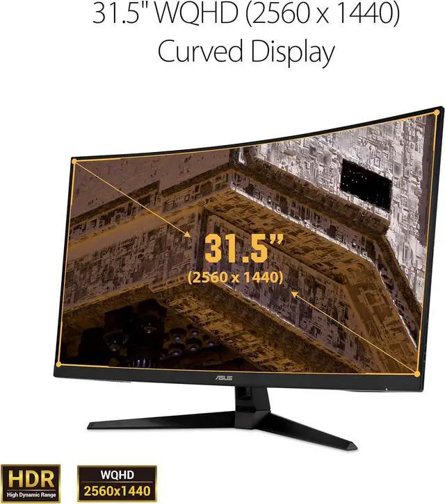 Alt view image 3 of 6 - ASUS TUF Curved Gaming Monitor 32" 165Hz QHD HDR Curved Monitor - 2560 x 1440, 1ms, Extreme Low Motion Blur, Speaker, FreeSync Premium, VESA Mountable, DisplayPort, HDMI VG32VQ1B