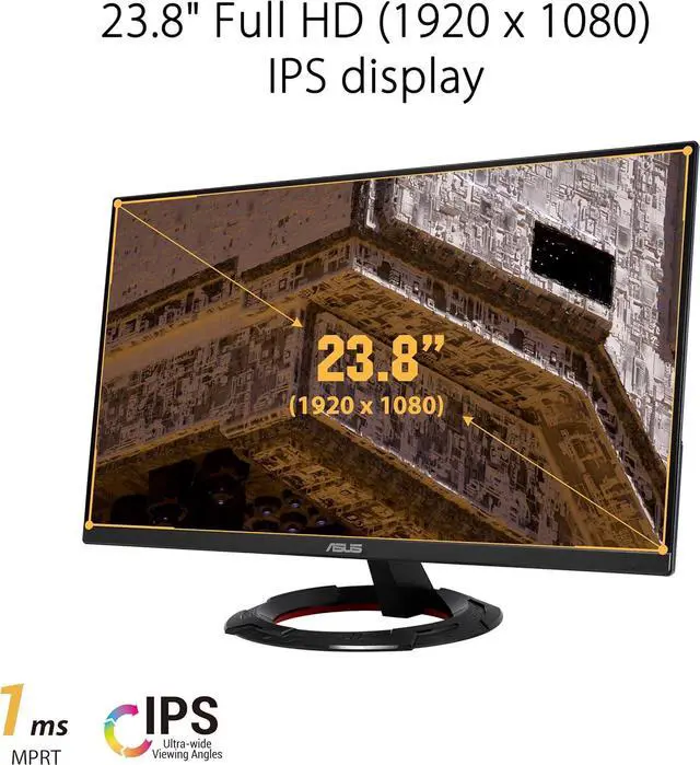 Alt view image 2 of 5 - ASUS (VG249Q1R TUF Gaming 23.8 1080P Monitor - Full HD, IPS, 165Hz (Supports 144Hz), 1ms, Extreme Low Motion Blur, Speaker, FreeSync Premium, Shadow Boost, VESA Mountable, DisplayPort, HDMI,Black