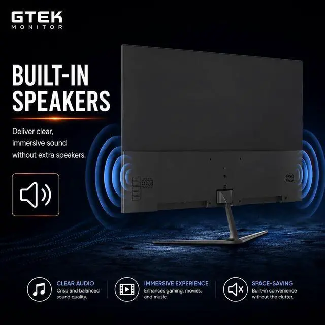Alt view image 4 of 7 - GTek 27 Inch 200Hz Gaming Monitor, Frameless Computer Monitor Full HD 1920 x 1080P, VA 1ms MPRT, VA Panel, FreeSync & G-Sync Compatible, HDMI/VGA, Build in Speaker for PC & Console Gaming