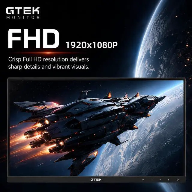 Alt view image 6 of 7 - GTek 27" 300Hz Gaming Monitor, FHD1080P 240Hz Computer Monitor, 1ms (OD), 2X HDMI & 2X DisplayPort, Built-in Speakers, FreeSync & G-Sync Compatible, Eye Care