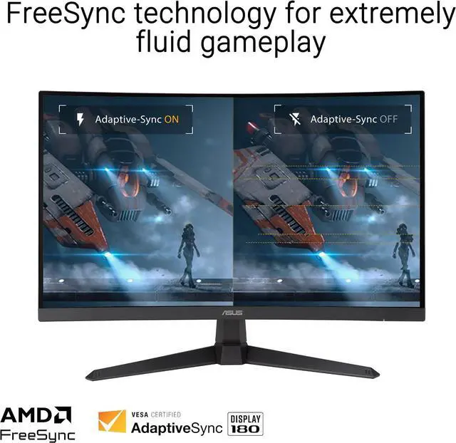 Alt view image 2 of 6 - ASUS TUF Gaming 27 inch Full HD 180Hz FHD AMD FreeSync (Adaptive Sync) 1ms ELMB SYNC Built-in Speakers Curved Gaming Computer Monitor VG27VQ3B