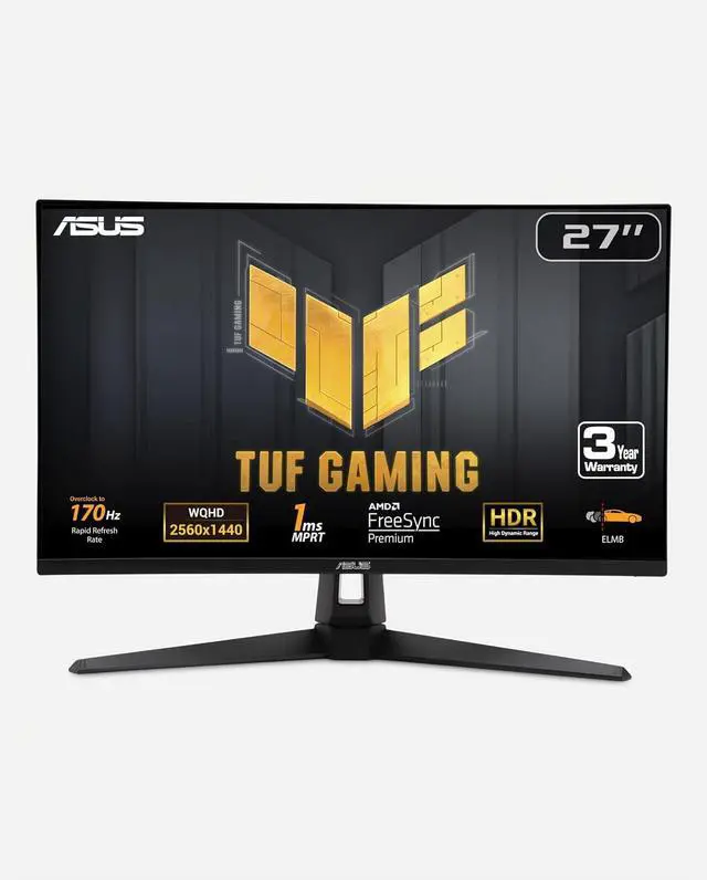 Main image of ASUS 27" 170Hz WQHD (2560 x 1440) Gaming Monitor 1ms Freesync Premium Overclock to Extreme Low Motion Blur, Shadow Boost, HDR, DisplayWidget Lite TUF Gaming VG27AQA1A (above 144Hz)