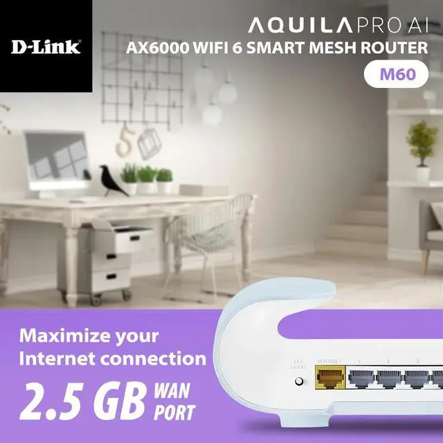 Alt view image 5 of 6 - D-Link AQUILA PRO AI AX6000 Dual-Band Wi-Fi 6 Mesh System 2-Pack (M60/2)