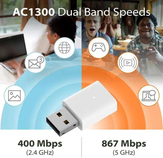 Alt view image 6 of 14 - D-Link AC1300 MU-MIMO Wi-Fi USB Adapter - (AC13U)