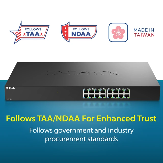 Alt view image 2 of 6 - D-Link 16-Port 2.5GbE Multi-Gigabit Unmanaged Ethernet Switch (DMS-1016), Follows NDAA/TAA